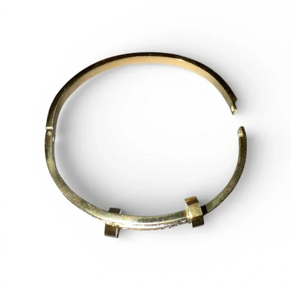 Nail Bangle with CZ Gold Tone Stainless Steel Bracelet - Picture 4 of 4